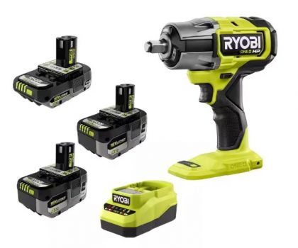 RYOBI ONE+ 18V Brushless 1/2" Impact Wrench w/Batteries + Charger
