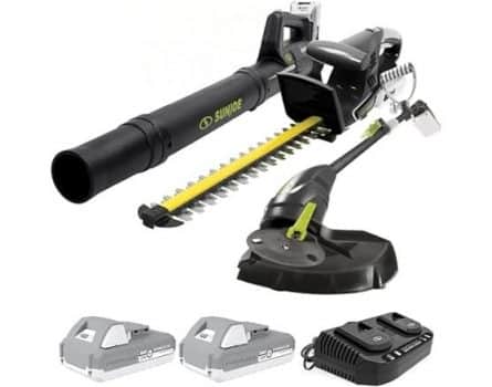 Sun Joe 24V IONMAX Cordless Leaf Blower, Grass, and Hedge Trimmer Combo