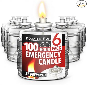100 Hour Pack of 6 Emergency Candles for Power Outages