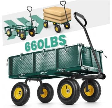 GVDV Heavy Duty Steel Garden Cart with Liner
