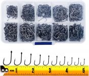 300PCS High-Carbon Steel Barbed Fishing Hooks