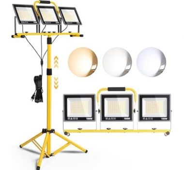 GoBright LED Portable 3-Head Work Lights with Stand