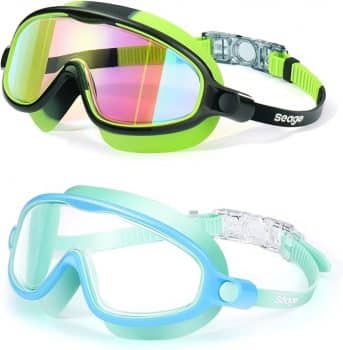Seago Swim Goggles 2 Pack Wide View for Kids