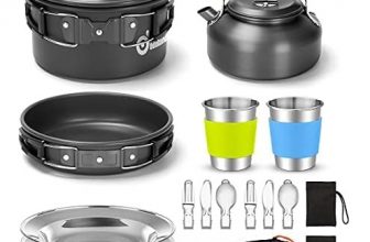Odoland 15pcs Camping Cookware Mess Kit
