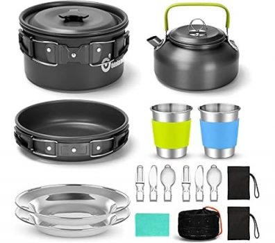 Odoland 15pcs Camping Cookware Mess Kit