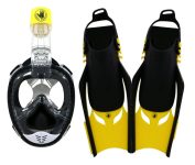 Body Glove Aire Full Face Snorkel and Fins Set for Adults