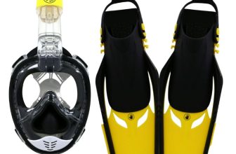 Body Glove Aire Full Face Snorkel and Fins Set for Adults