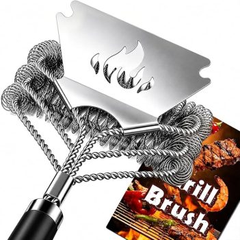 TNTOR stainless steel spiral Bristle Free BBQ Grill Brush w/ Scraper