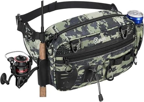 CVLIFE Fishing Tackle Bag Waist Pack with Rod Holder