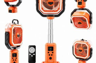 Saker Camping Misting Fan Portable with Stand, Light & Remote