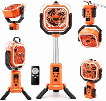 Saker Camping Misting Fan Portable with Stand, Light & Remote