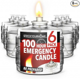 100 Hour Pack of 6 Emergency Candles for Power Outages