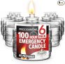 100 Hour Pack of 6 Emergency Candles for Power Outages