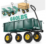 GVDV Heavy Duty Steel Garden Cart with Liner