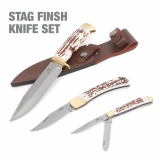 Mossy Oak 3-Piece Stag Finish Knife Set
