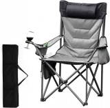 Oversized Padded Camping Chair with High Back & Pillow