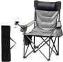 Oversized Padded Camping Chair with High Back & Pillow